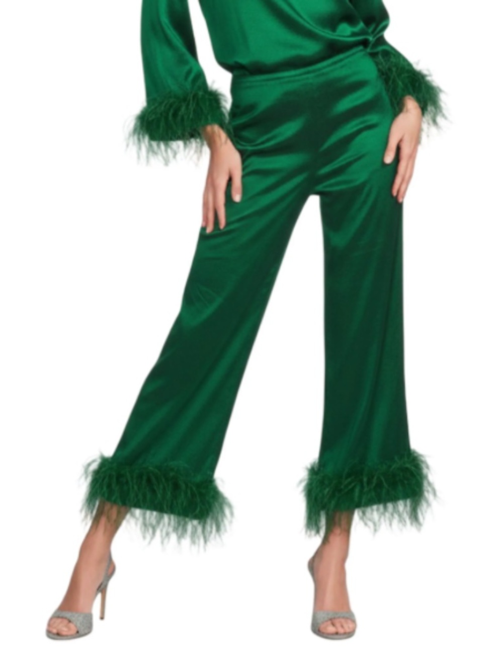 Preston & York sz 10 green Trudie feather stretch taffeta pants - Picture 2 of 7